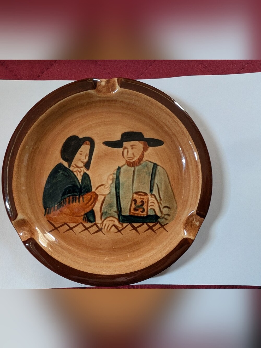 Pennsbury Pottery Vintage 1960s Hand-painted Amish Couple Ashtray